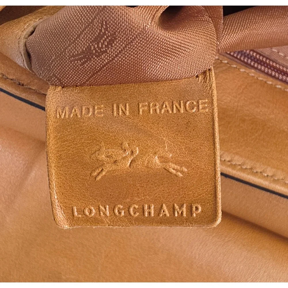 Longchamp Roseau Heritage Brown Leather Suede Bamboo Toggle Bag L2063907 703 - Picture 7 of 11